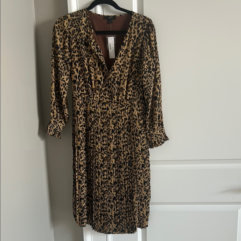 J Crew Leopard Print V-Neck Dress NWT